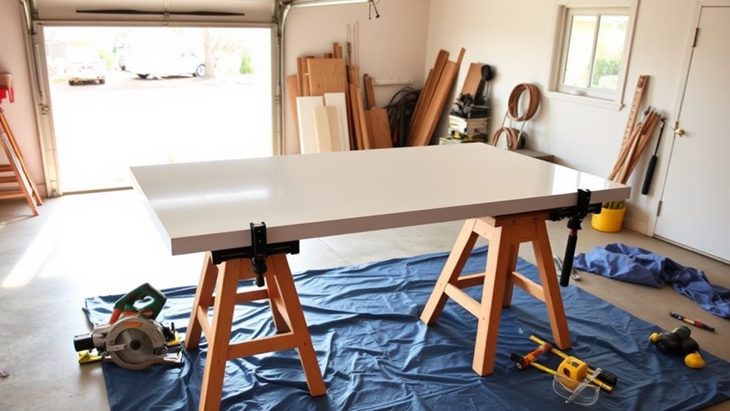 organize workspace secure countertop
